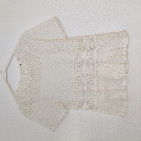 Hazel Lace Crochet Peplum Top Ivory S bohemian business casual summer spring - Picture 1 of 8